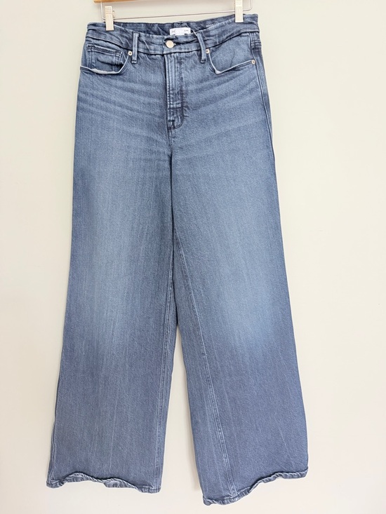 Good American Denim - Good American "Soft Tech Good Skate" Indigo Blue Denim High Waist Wide Leg Jean